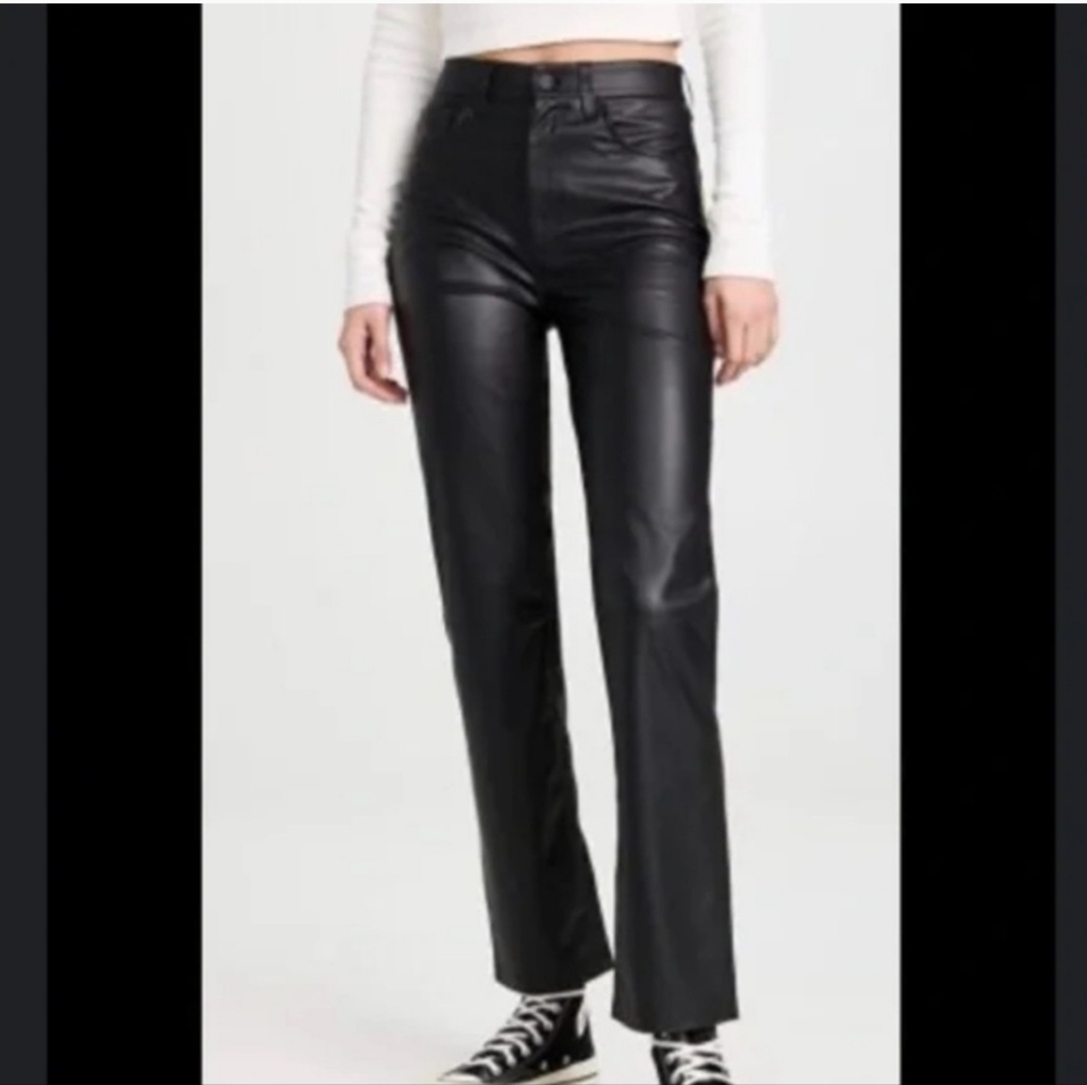 Youth Black Leather Jeans by Indigo Rising size 7/28 size US 6